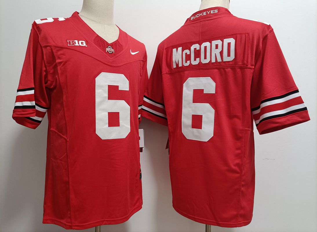 Men Ohio State Buckeyes #6 Mccord Red Nike 2025 NCAA Jersey